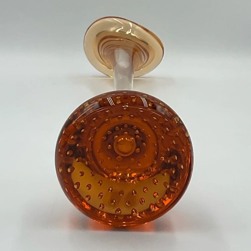 Vintage Amber Swedish Aseda Glasbruk Hand Blown “Jack in the Pulpit” Vase